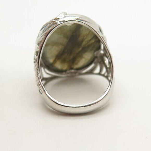 925 Sterling Silver Real Labradorite Gemstone Ring Size 9 - Picture 5 of 6